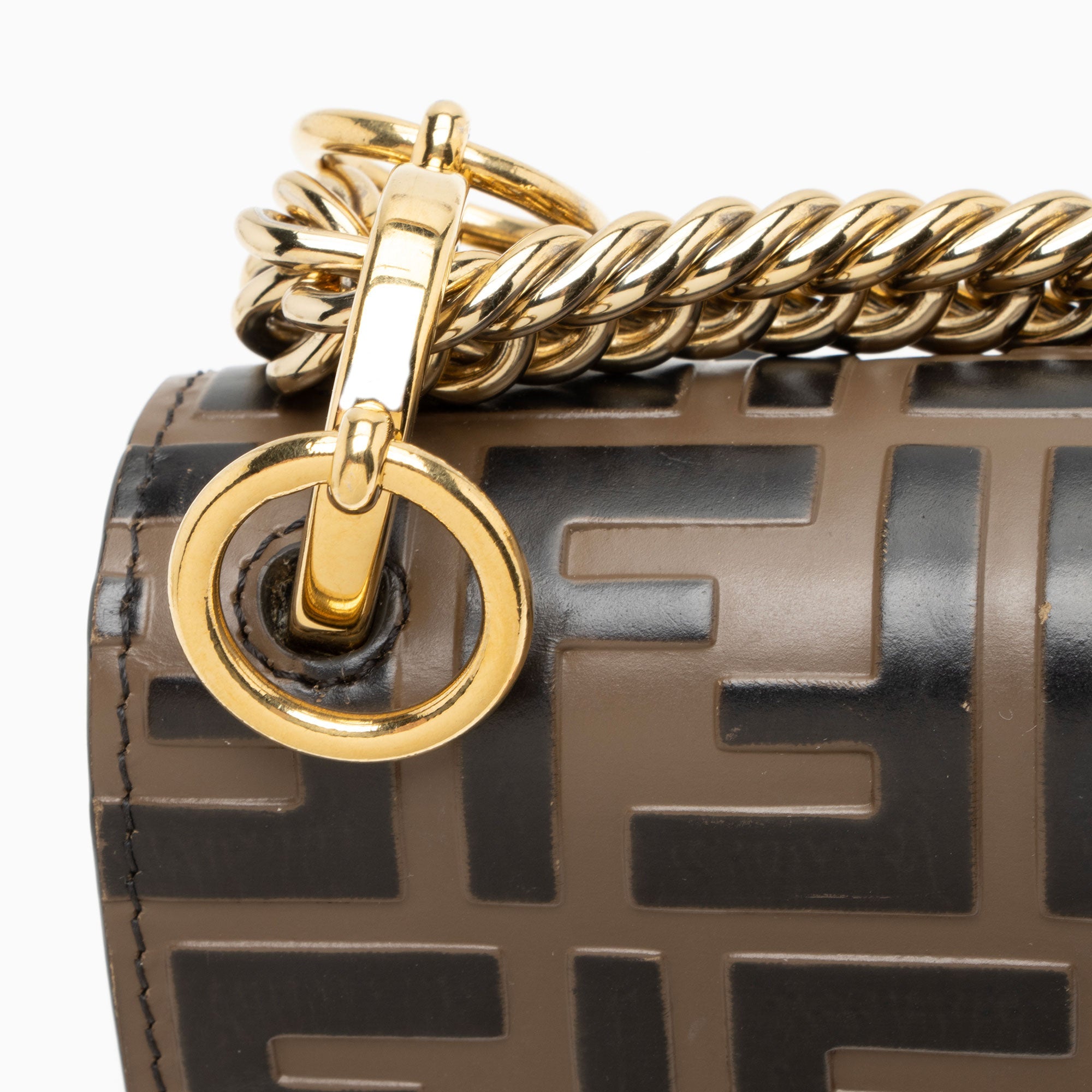 Fendi FF Embossed Calfskin Kan I Small Shoulder Bag