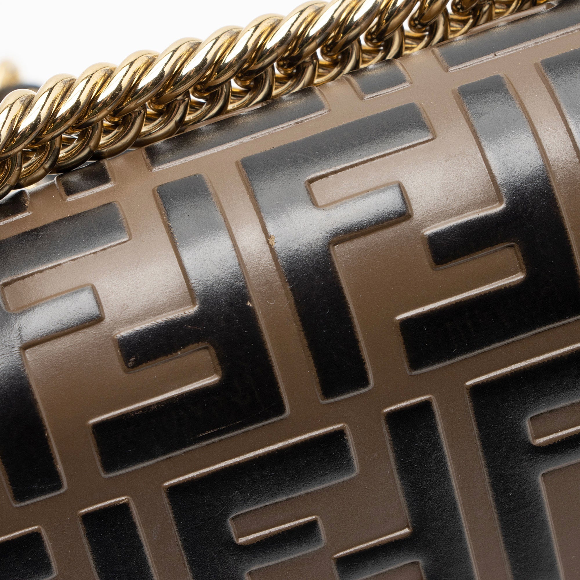 Fendi FF Embossed Calfskin Kan I Small Shoulder Bag