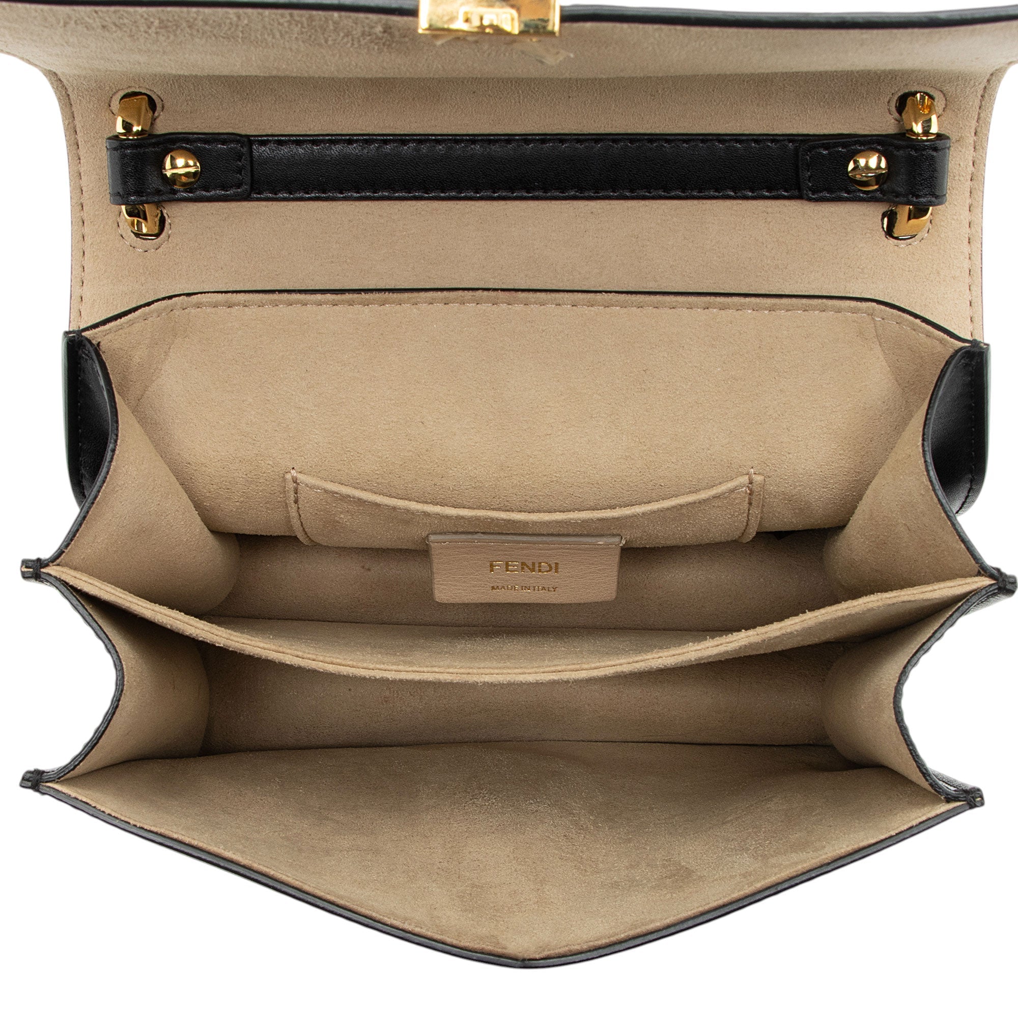 Fendi FF Embossed Calfskin Kan I Small Shoulder Bag