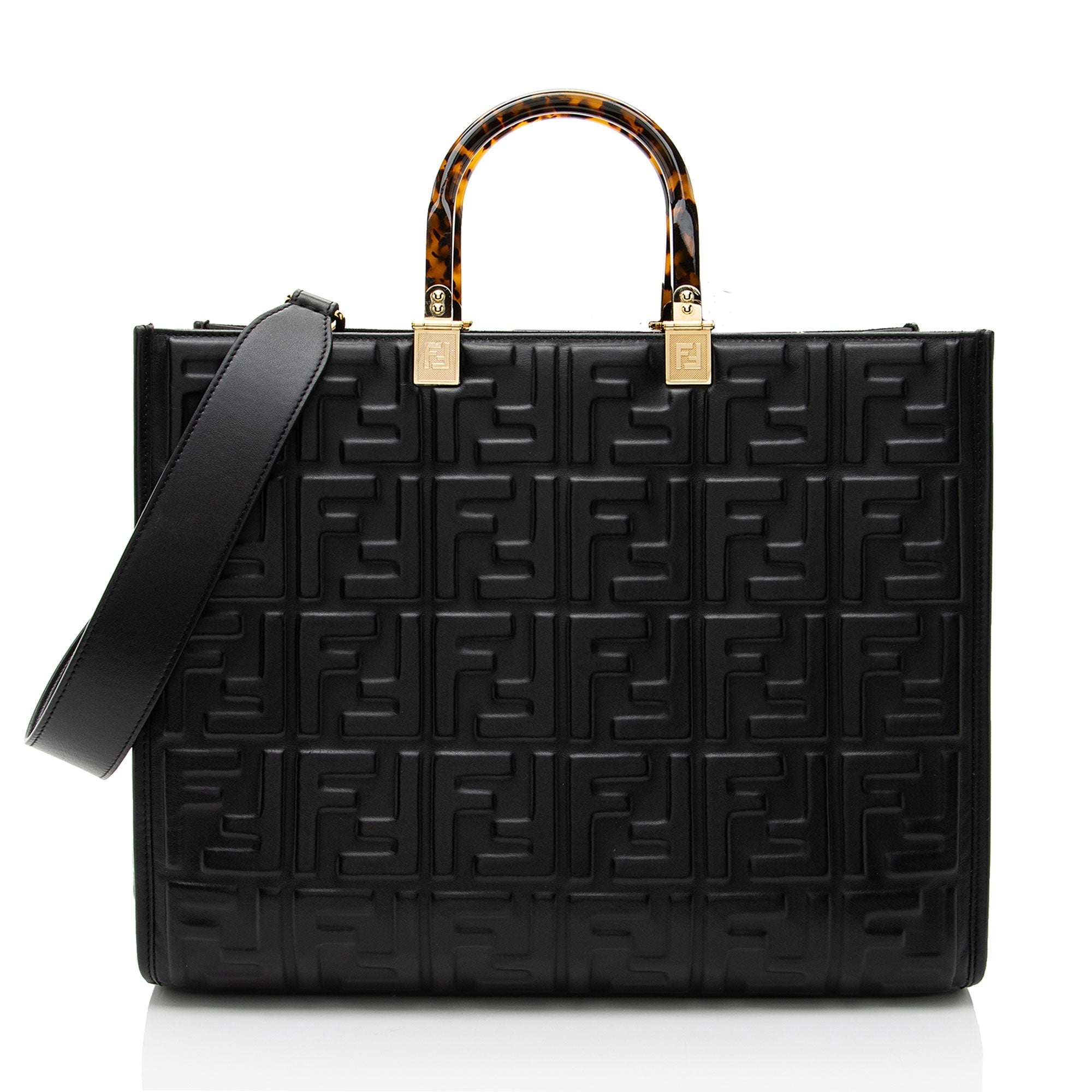 Fendi FF Embossed Calfskin Sunshine Medium Shopper Tote