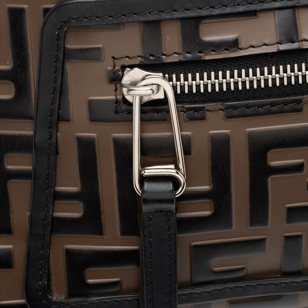 Fendi FF Embossed Vitello Wicker Century 1974 Runaway Small Shopper
