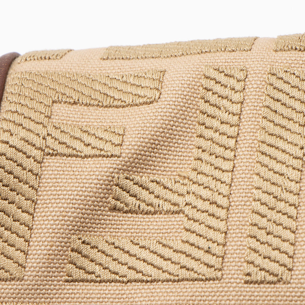 Fendi FF Embroidered Canvas Baguette Shoulder Bag