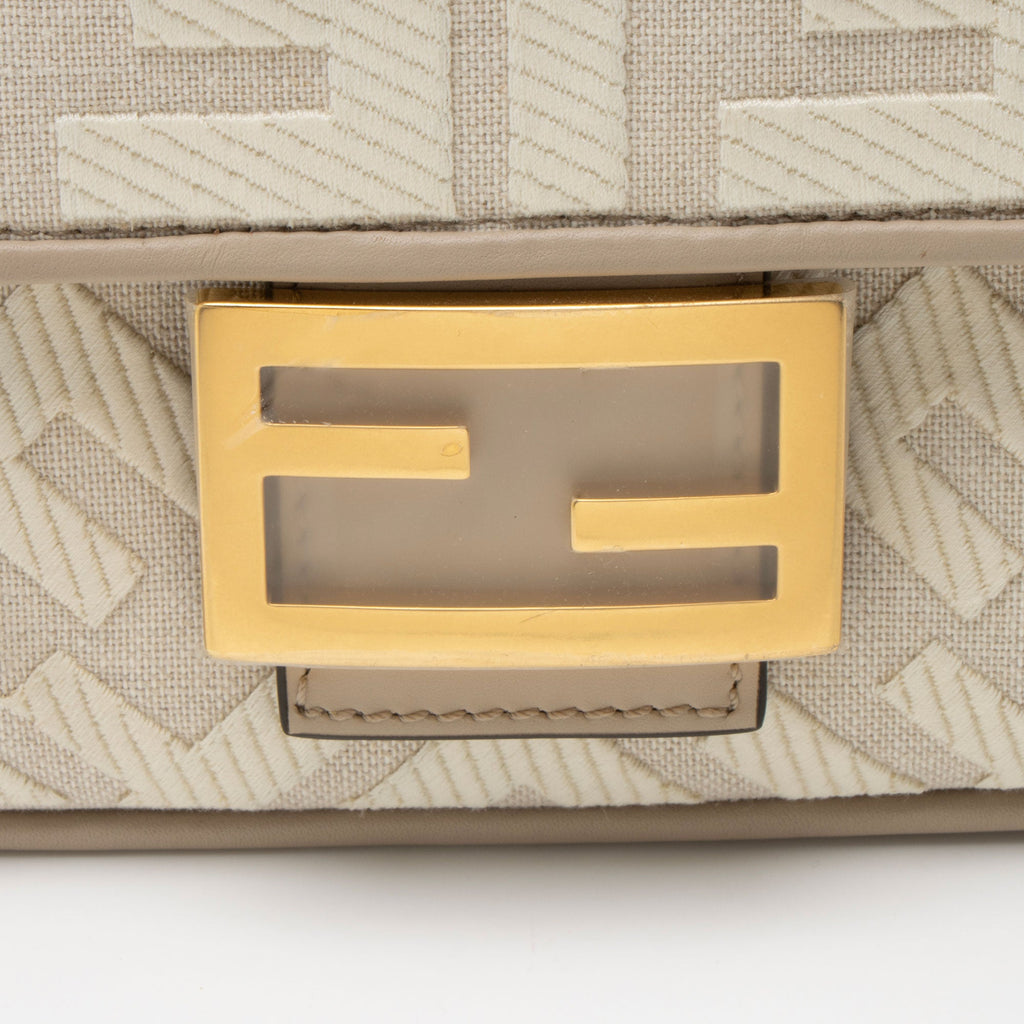 Fendi FF Embroidered Canvas Baguette Shoulder Bag