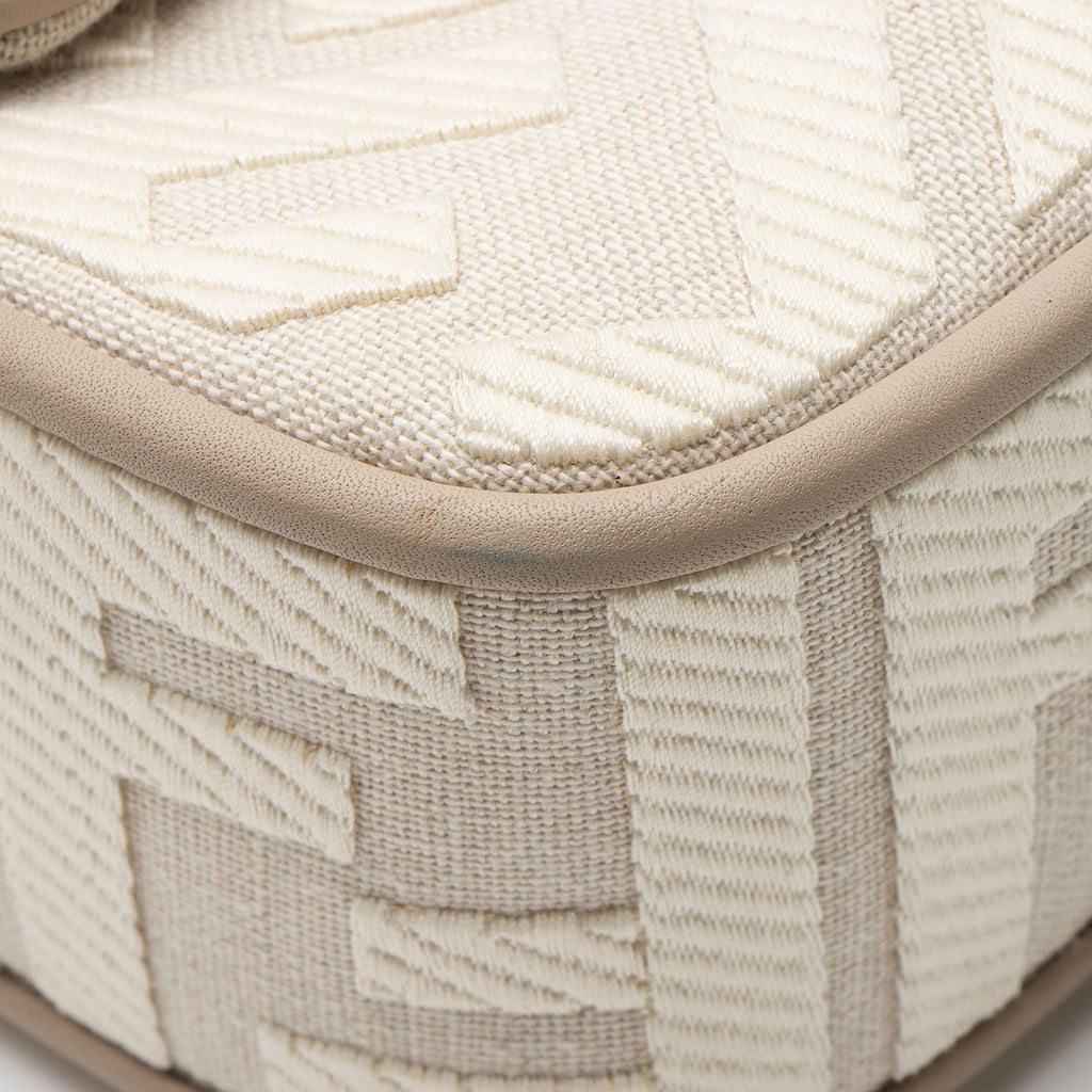 Fendi FF Embroidered Canvas Baguette Shoulder Bag