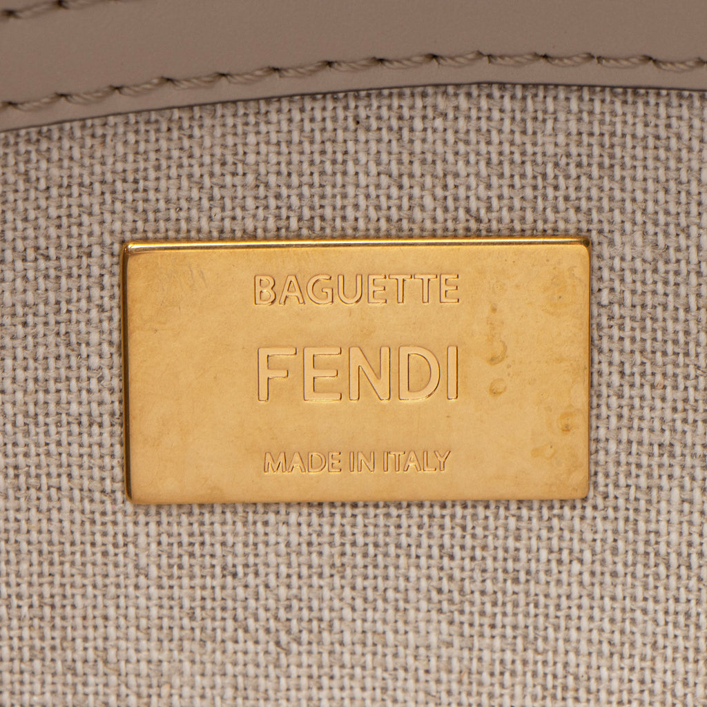 Fendi FF Embroidered Canvas Baguette Shoulder Bag