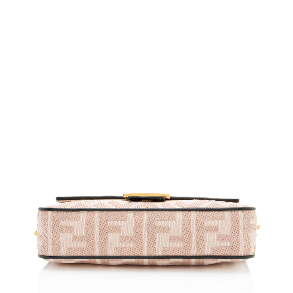Fendi FF Embroidered Canvas Baguette Shoulder Bag