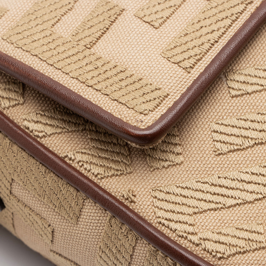 Fendi FF Embroidered Canvas Baguette Shoulder Bag
