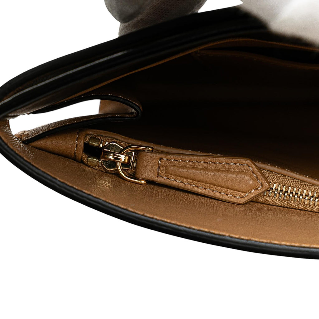 Fendi Glazed Calfskin Slim Peekaboo Turn Lock Clutch