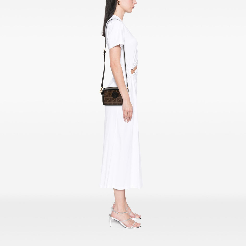 Fendi Glazed Fabric Vitello Century FF 1974 Camera Bag