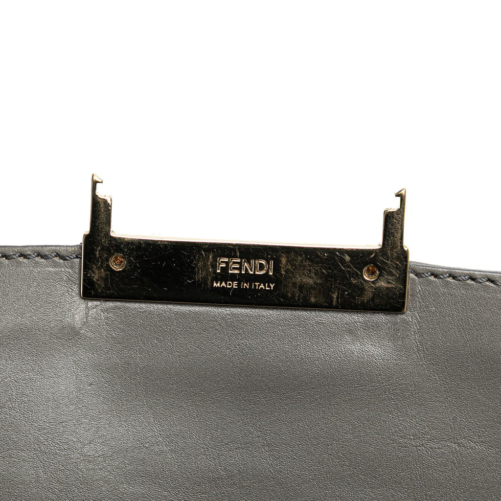 Fendi Glazed Leather Chain Flap Baguette Crossbody
