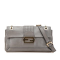 Fendi Glazed Leather Chain Flap Baguette Crossbody