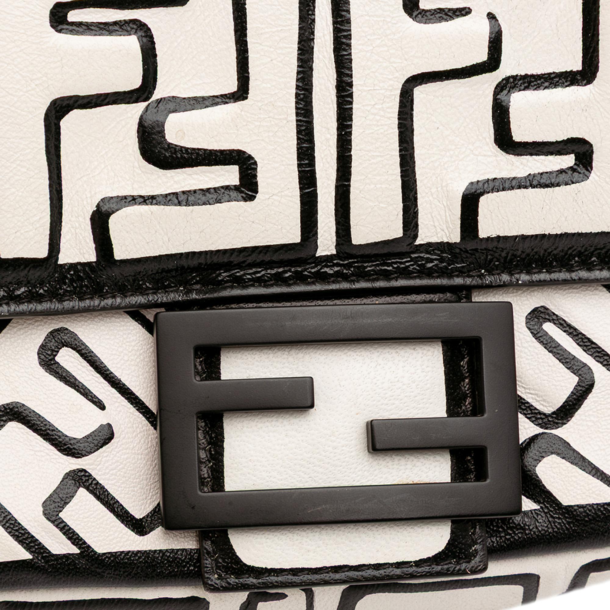 Fendi Joshua Vides California Sky Medium Embossed Leather Baguette Satchel