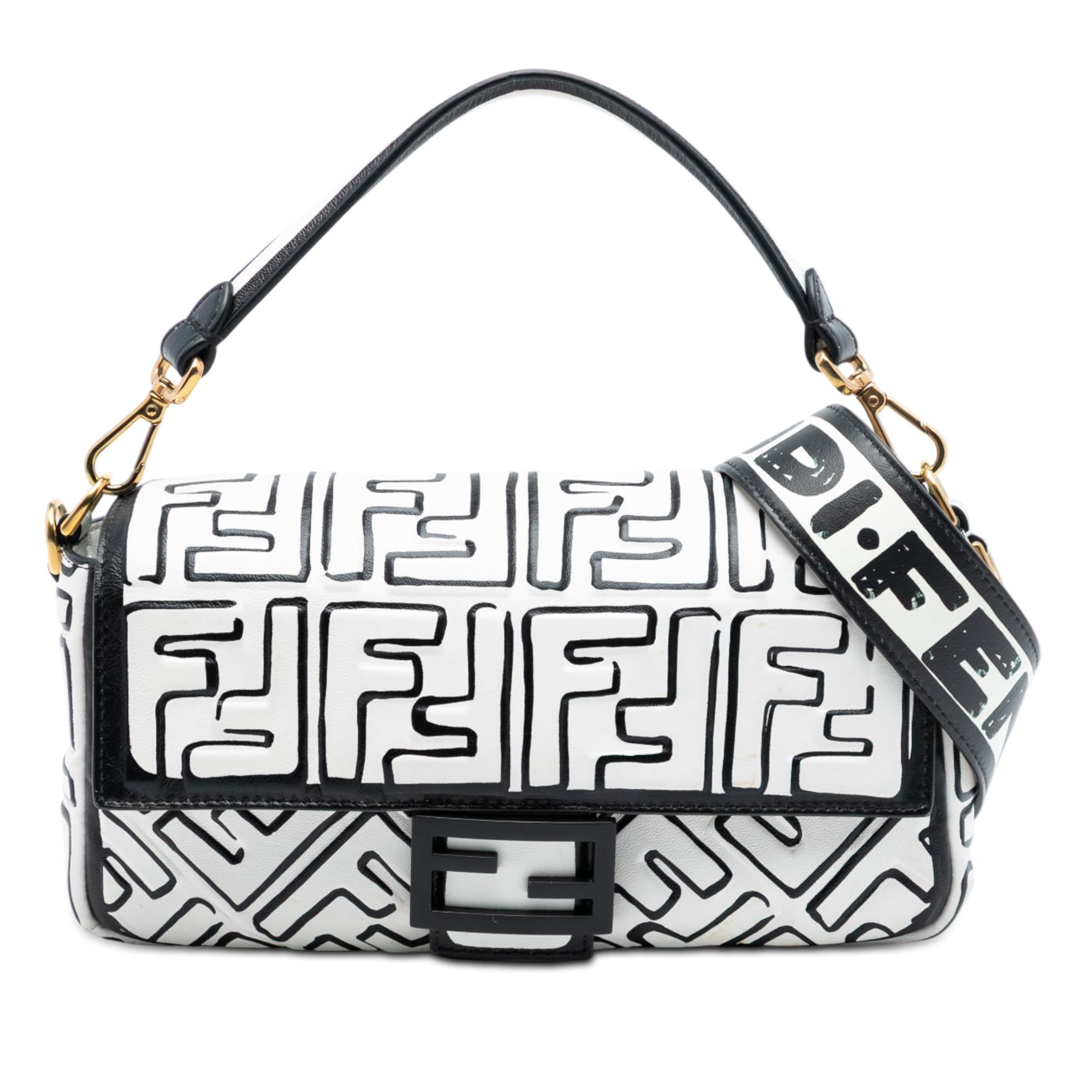 Fendi Joshua Vides California Sky Medium Embossed Leather Baguette Satchel