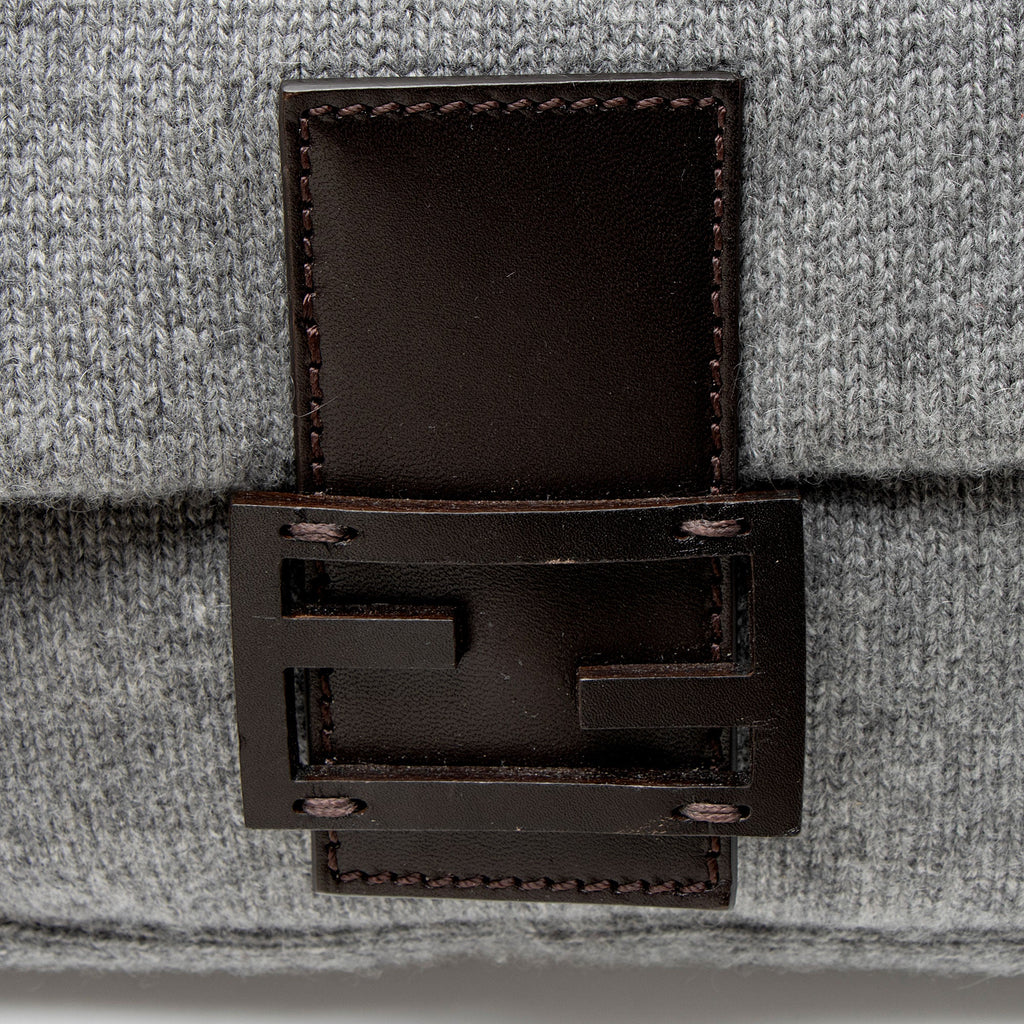 Fendi Knit Cashmere Baguette Shoulder Bag