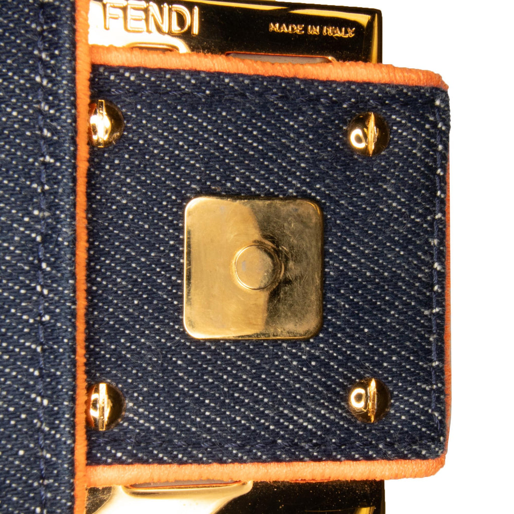 Fendi Large Denim Baguette Satchel (SHG-Oaub87)