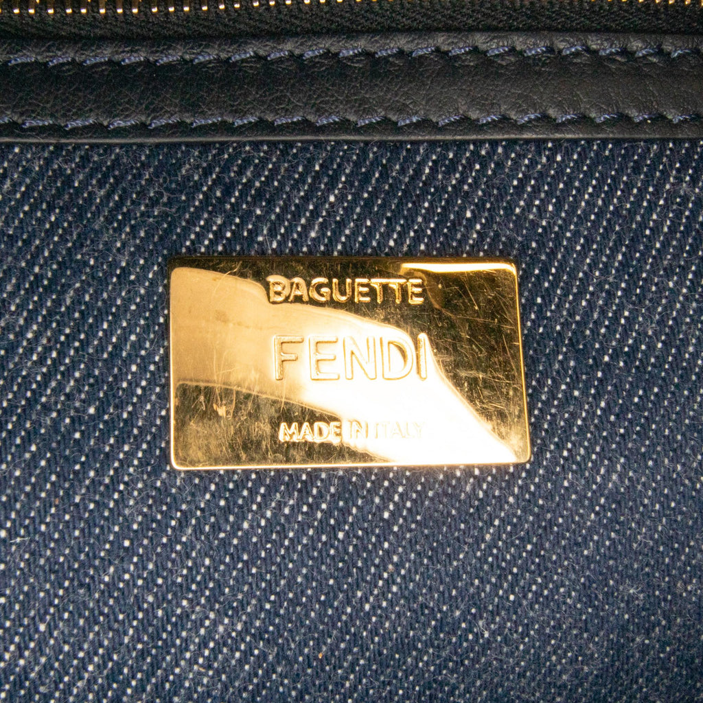 Fendi Large Denim Baguette Satchel