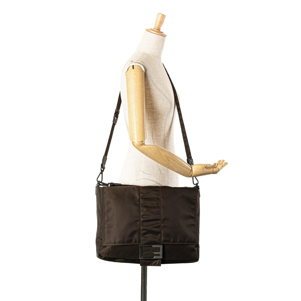 Fendi Large Econyl Nylon Baguette Satchel