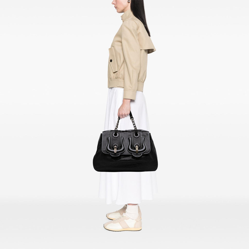 Fendi Large Leather B Bis Top Handle Bag