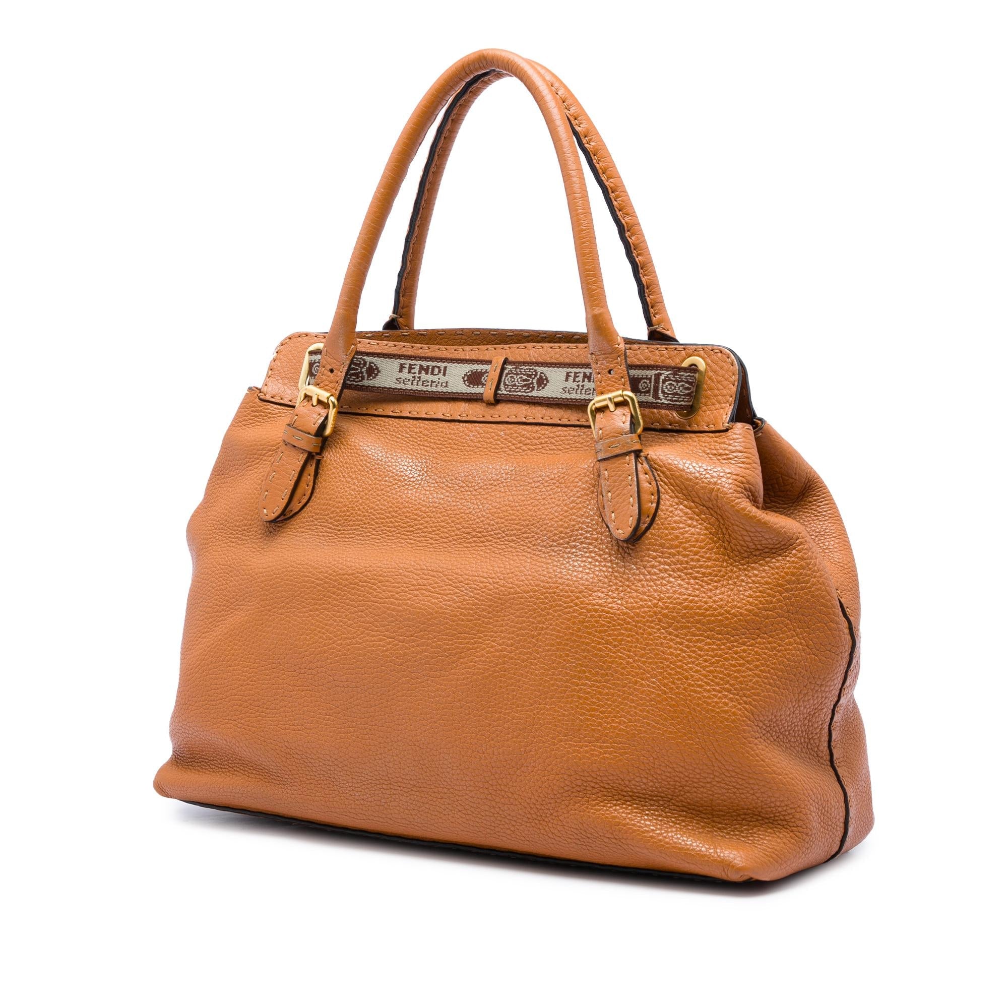 Fendi Large Leather Selleria Villa Borghese Tote