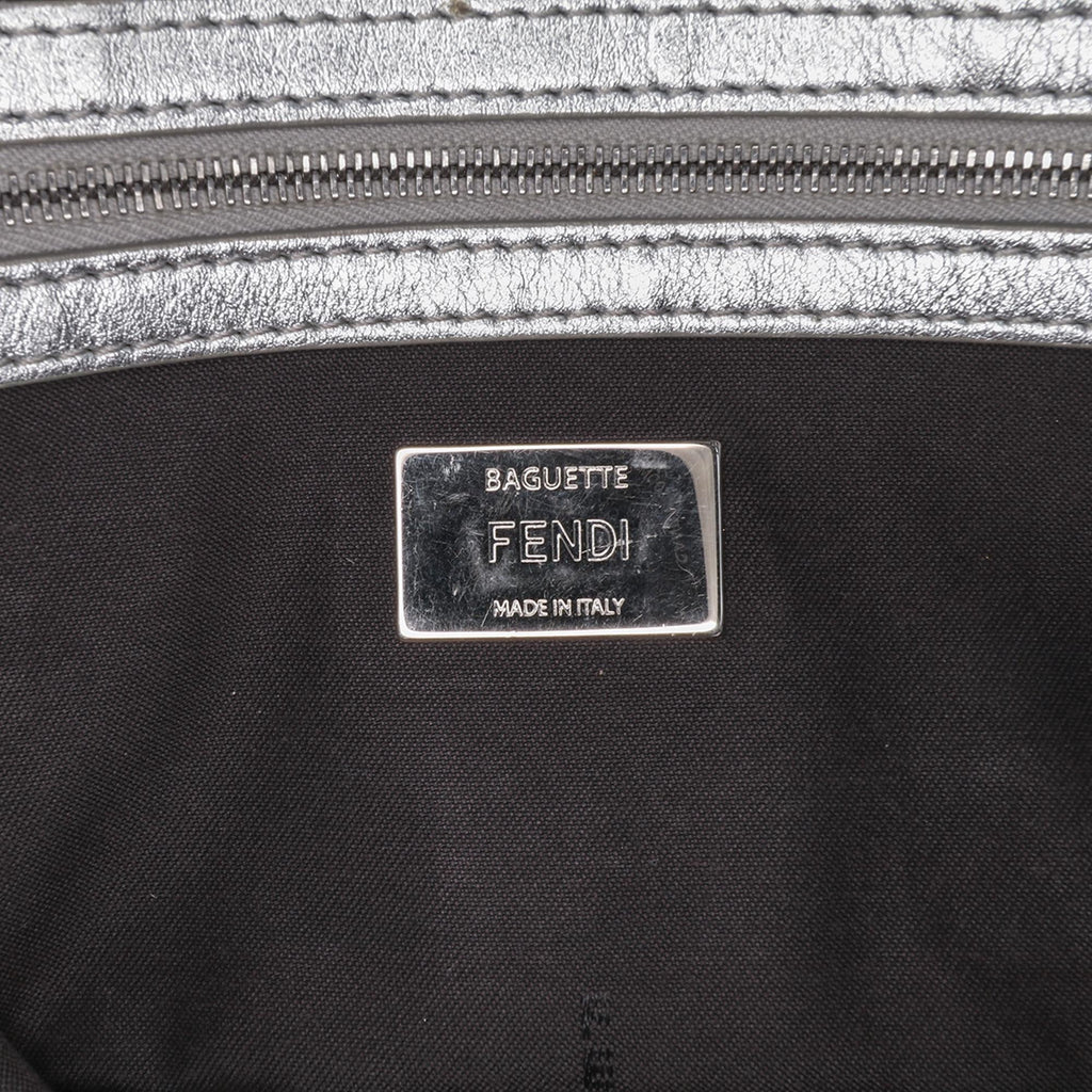 Fendi Large Zucca Embossed Leather Baguette Satchel