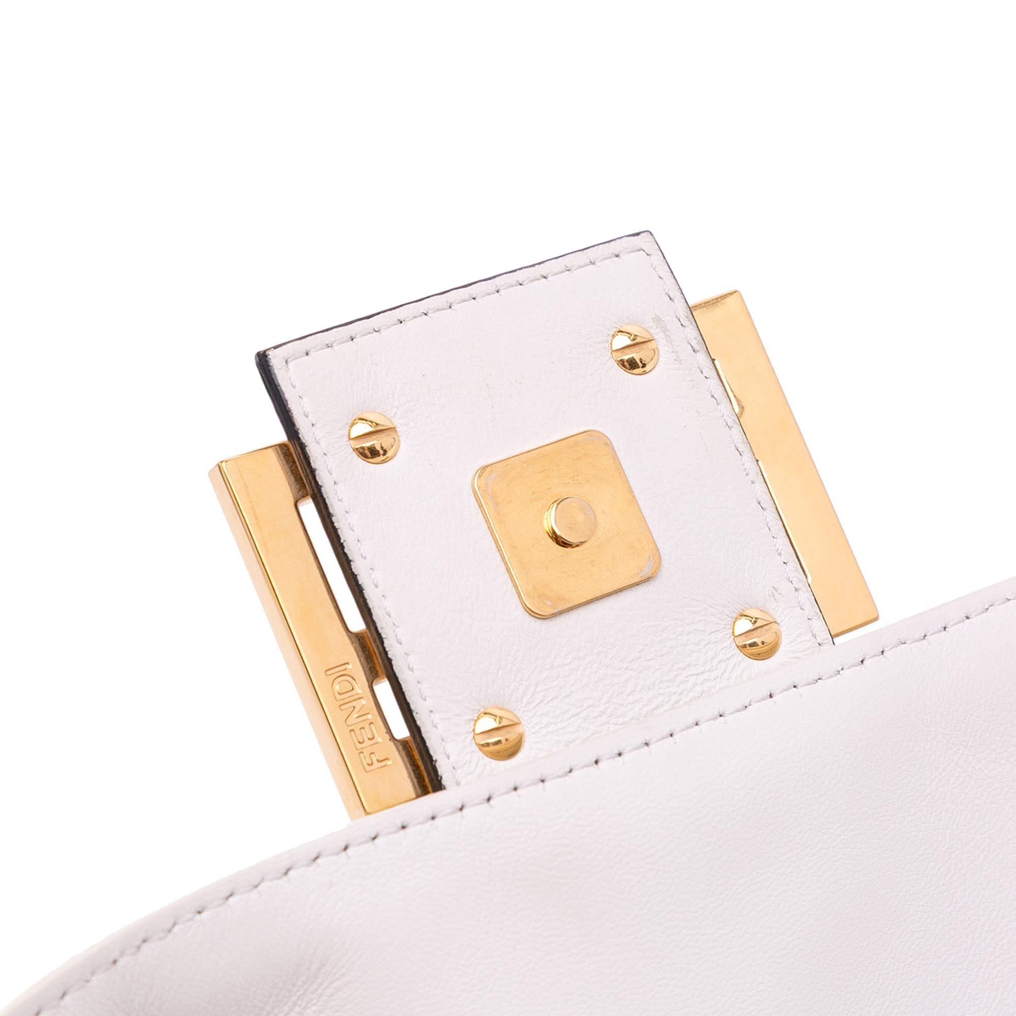 Fendi Large Zucca Embossed Leather Baguette Satchel