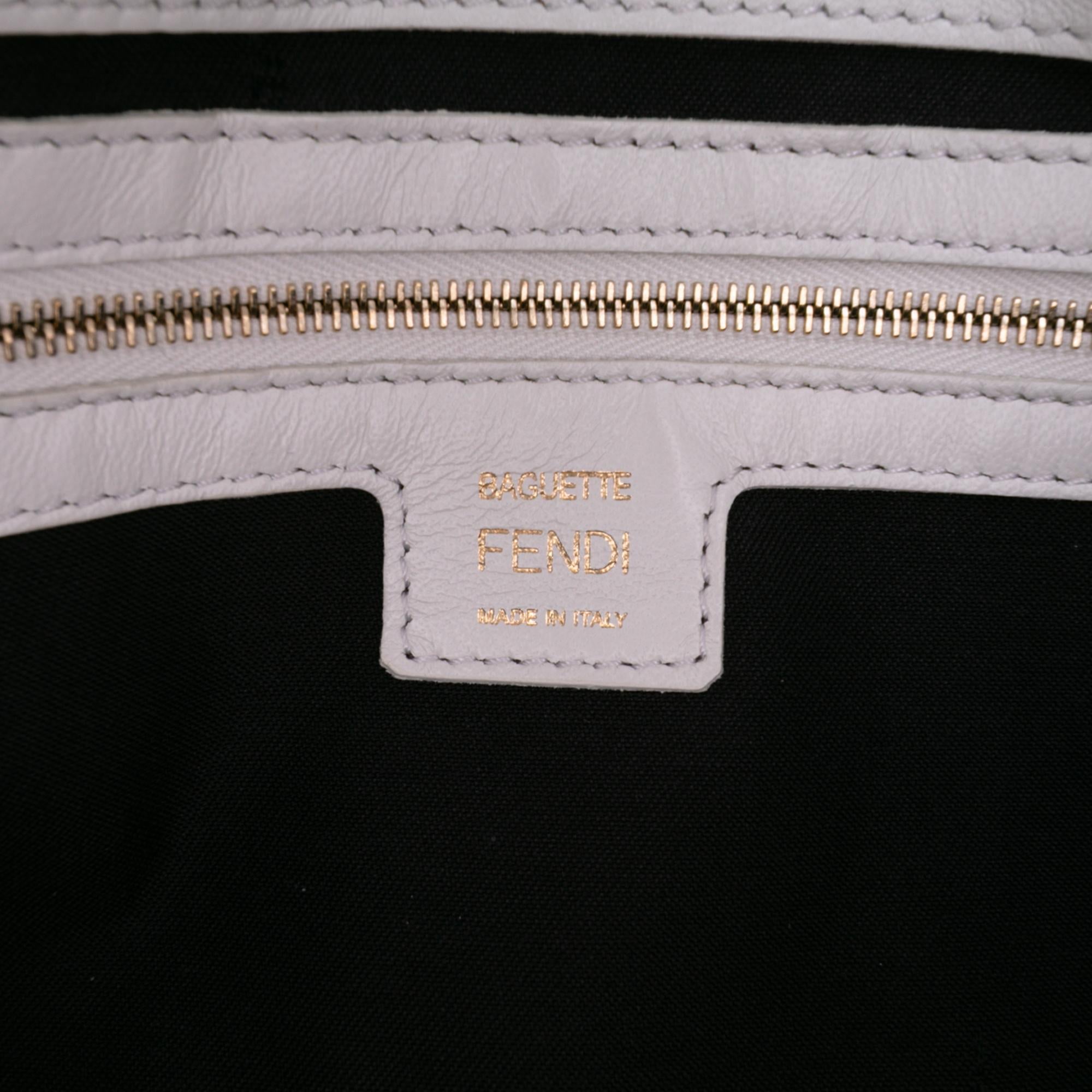 Fendi Large Zucca Embossed Leather Baguette Satchel