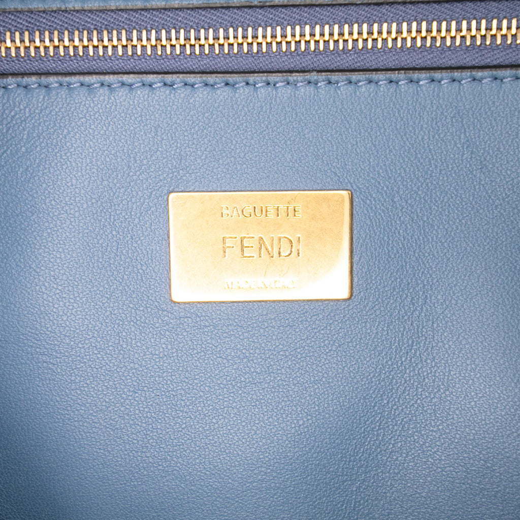 Fendi Large Zucca Embossed Leather Baguette Shoulder Bag