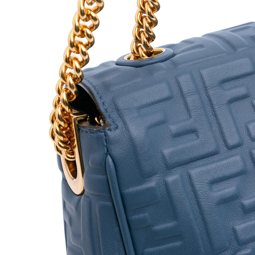 Fendi Large Zucca Embossed Leather Baguette Shoulder Bag