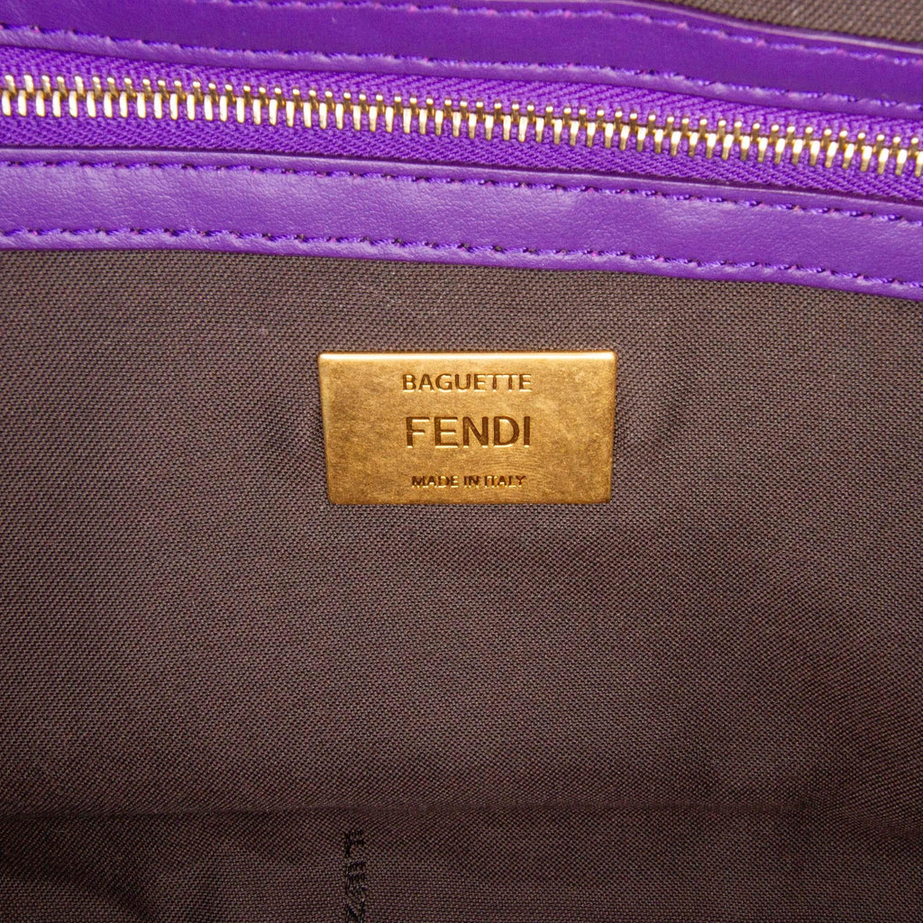 Fendi Large Zucca Embossed Velvet Baguette Satchel