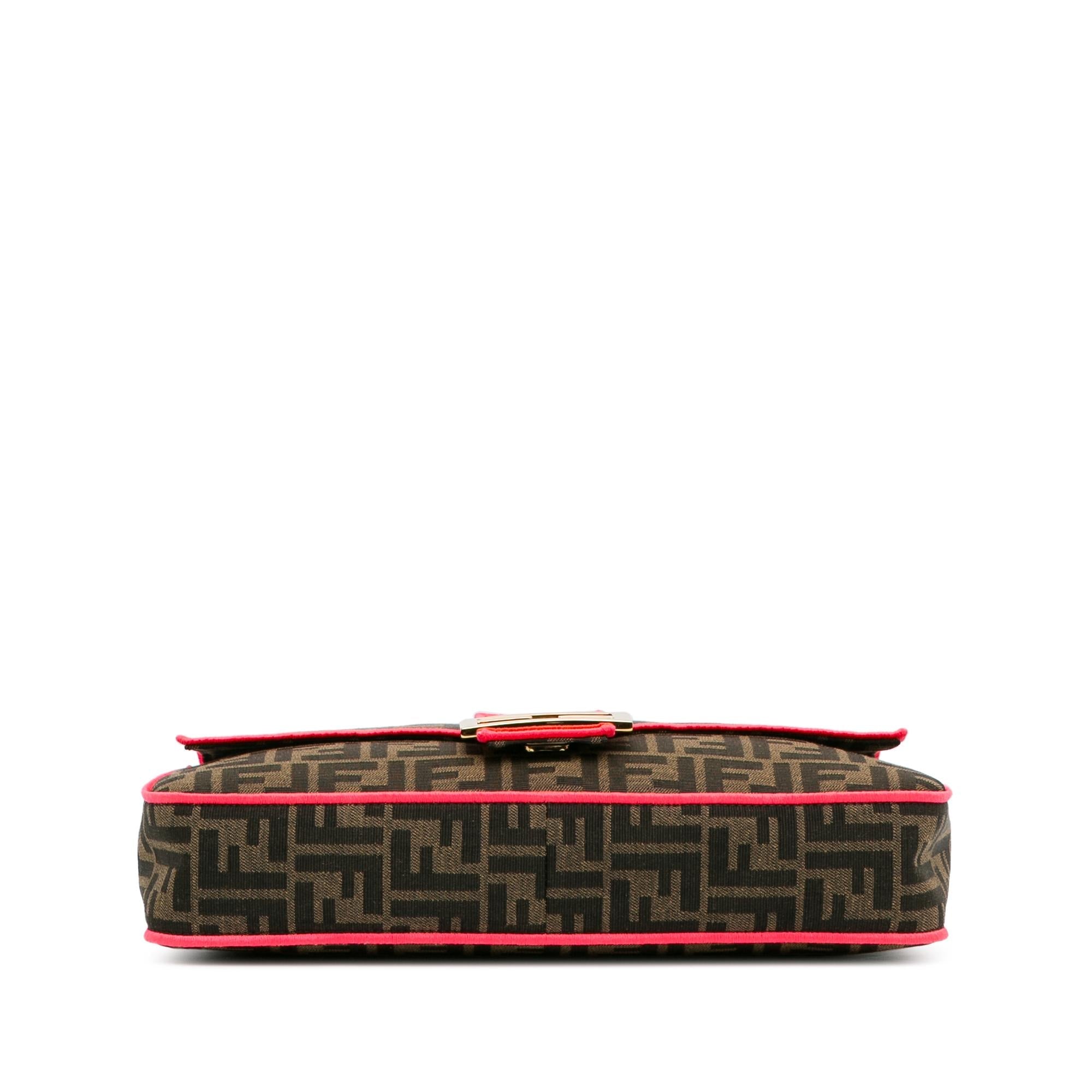 Fendi Large Zucca Fluo Trim Baguette Satchel (SHG-I7R65K)