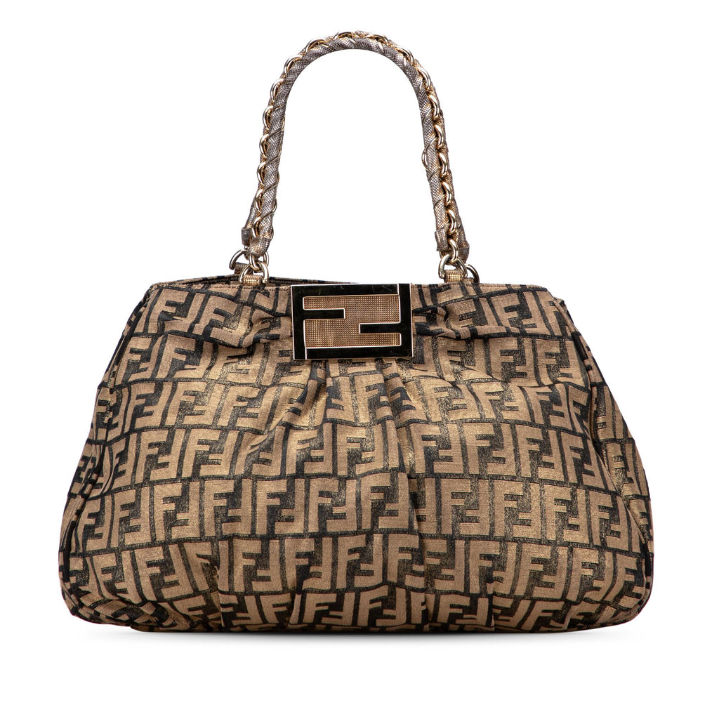Fendi Large Zucca Metallic Lurex Mia Chain Tote