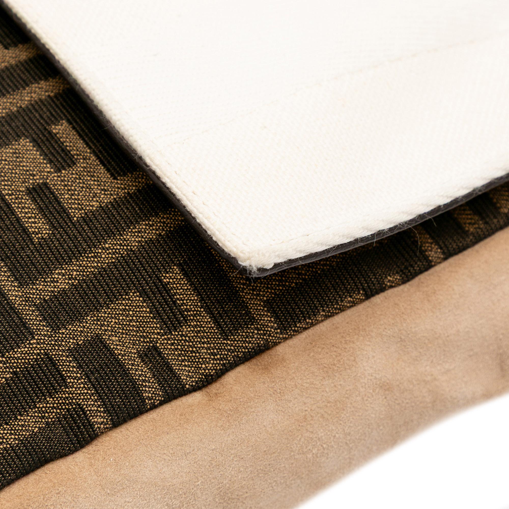 Fendi Large Zucca and Pequin Canvas Convertible Baguette Satchel