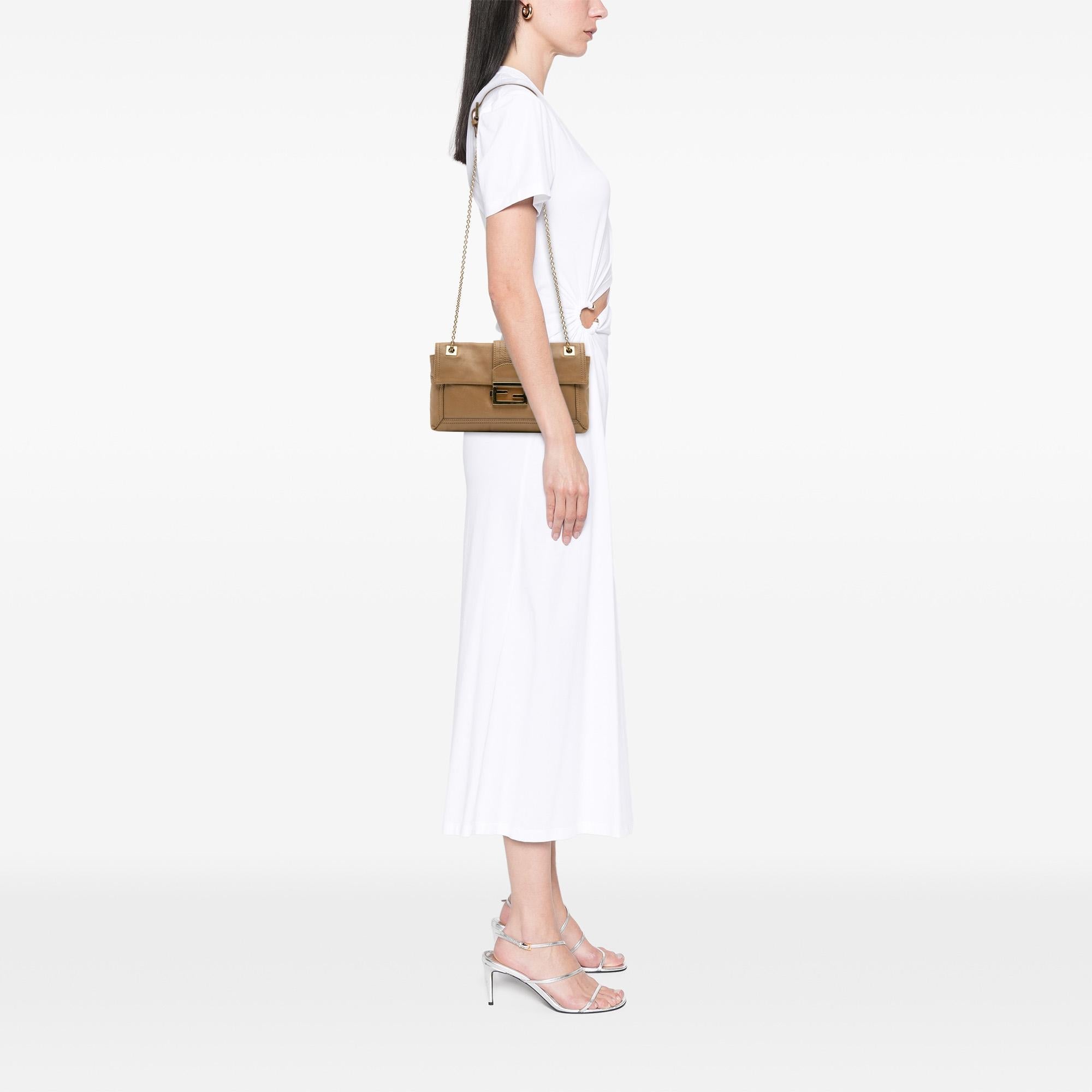 Fendi Leather Baguette Chain Flap