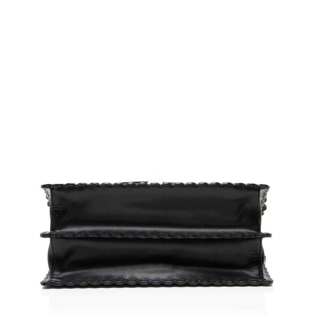 Fendi Leather Embroidered Flowers and Bows Kan I Medium Shoulder Bag