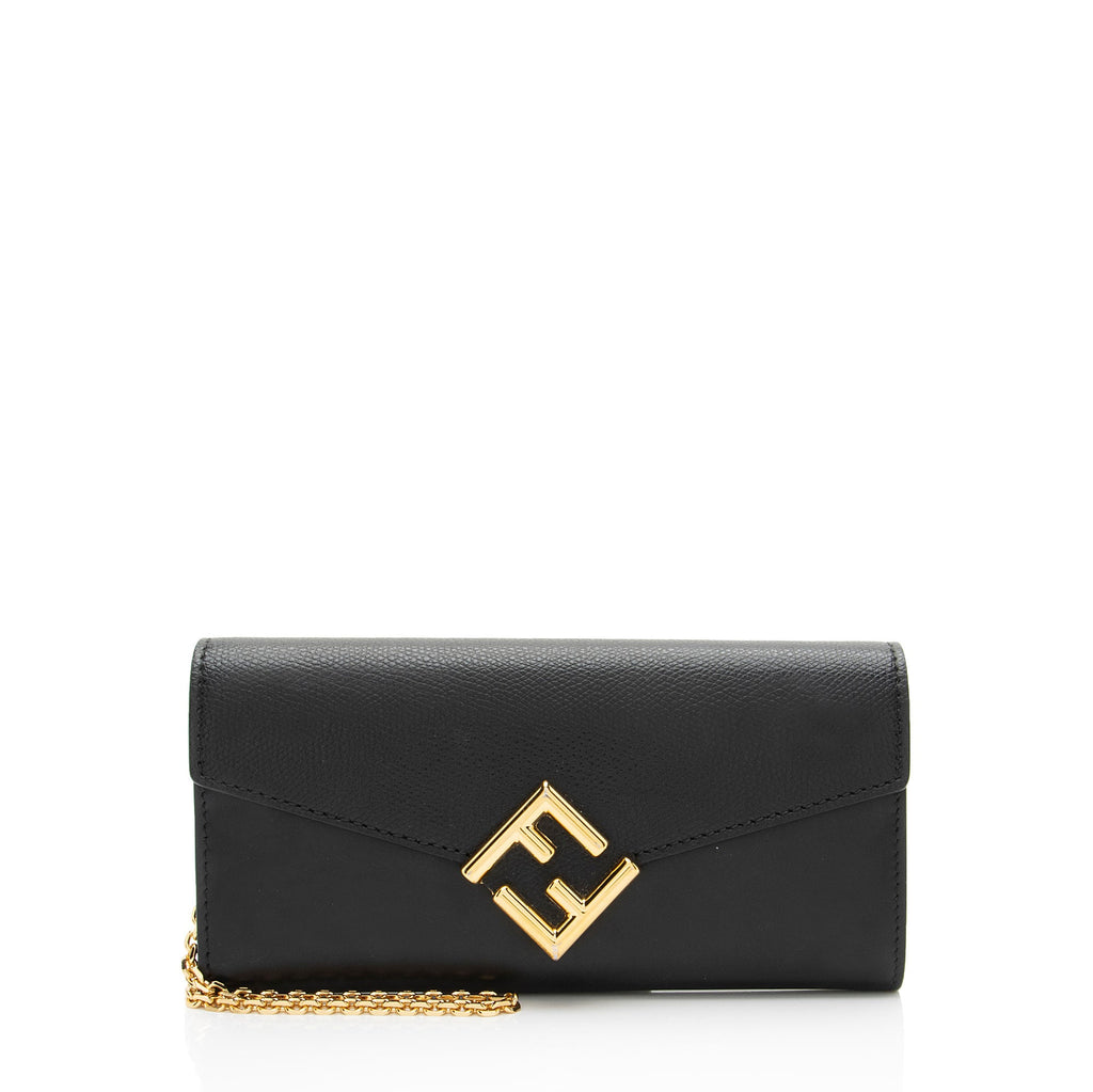 Fendi Leather FF Diamonds Continental Wallet on Chain