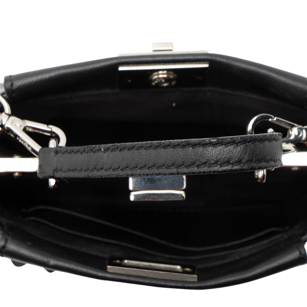 Fendi Leather Floral Embellished Peekaboo Micro Shoulder Bag