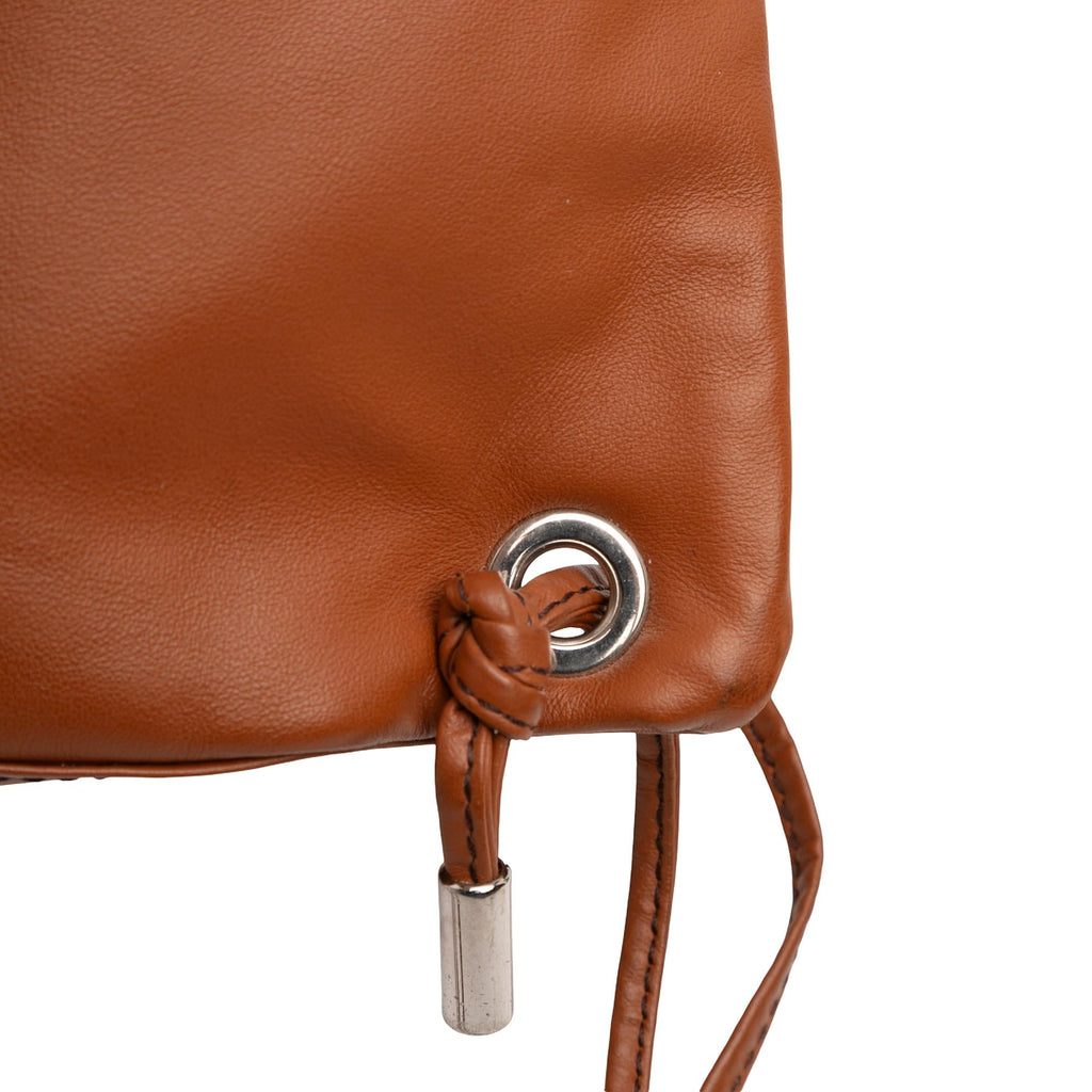 Fendi Leather Logo Drawstring Backpack