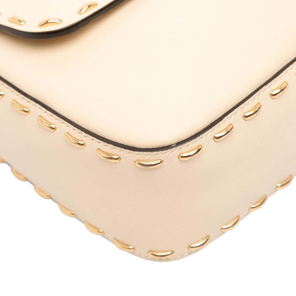 Fendi Leather Metal Stitch Baguette Satchel