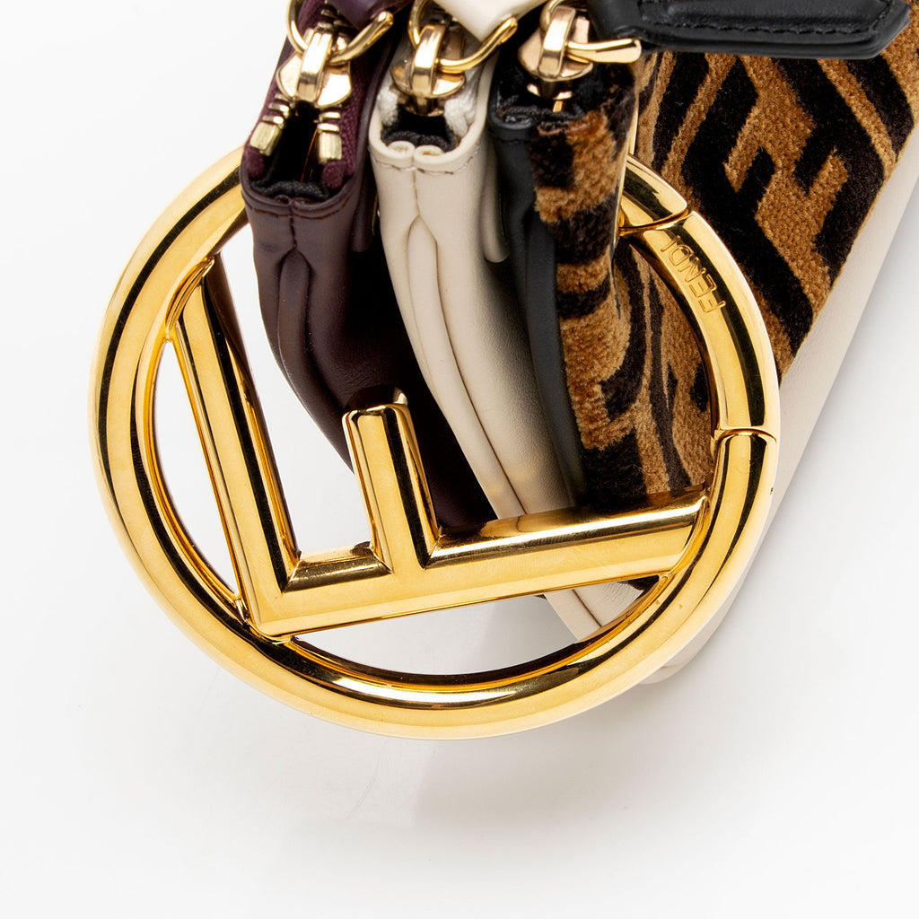 Fendi Leather Velvet Zucca Triplette Clutch