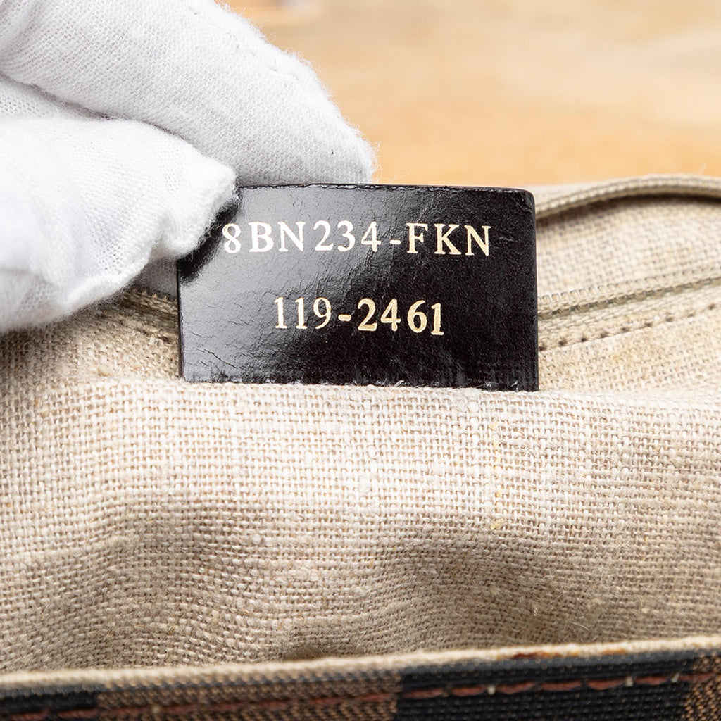 Fendi Leather and Pequin Canvas Silvana Satchel