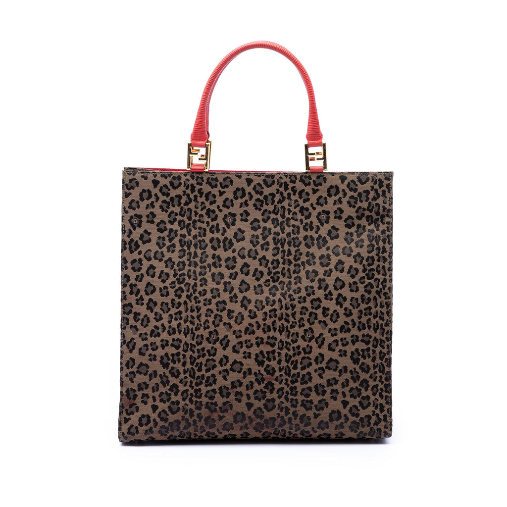 Fendi Leopard Print Canvas Tote