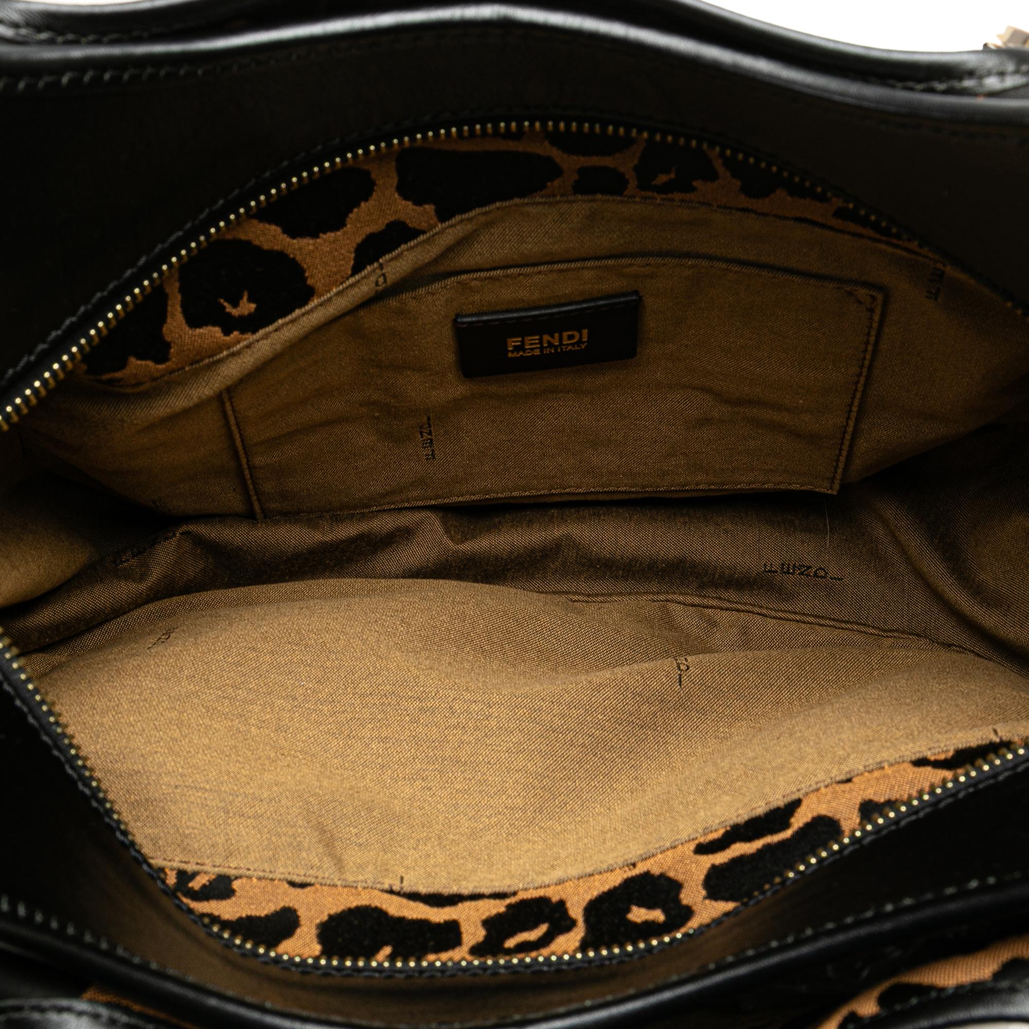 Fendi Leopard Print Chef Canvas Handbag