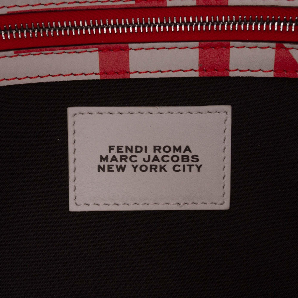 Fendi Marc Jacobs Nappa Vitello King Logo Print Phone Baguette Satchel