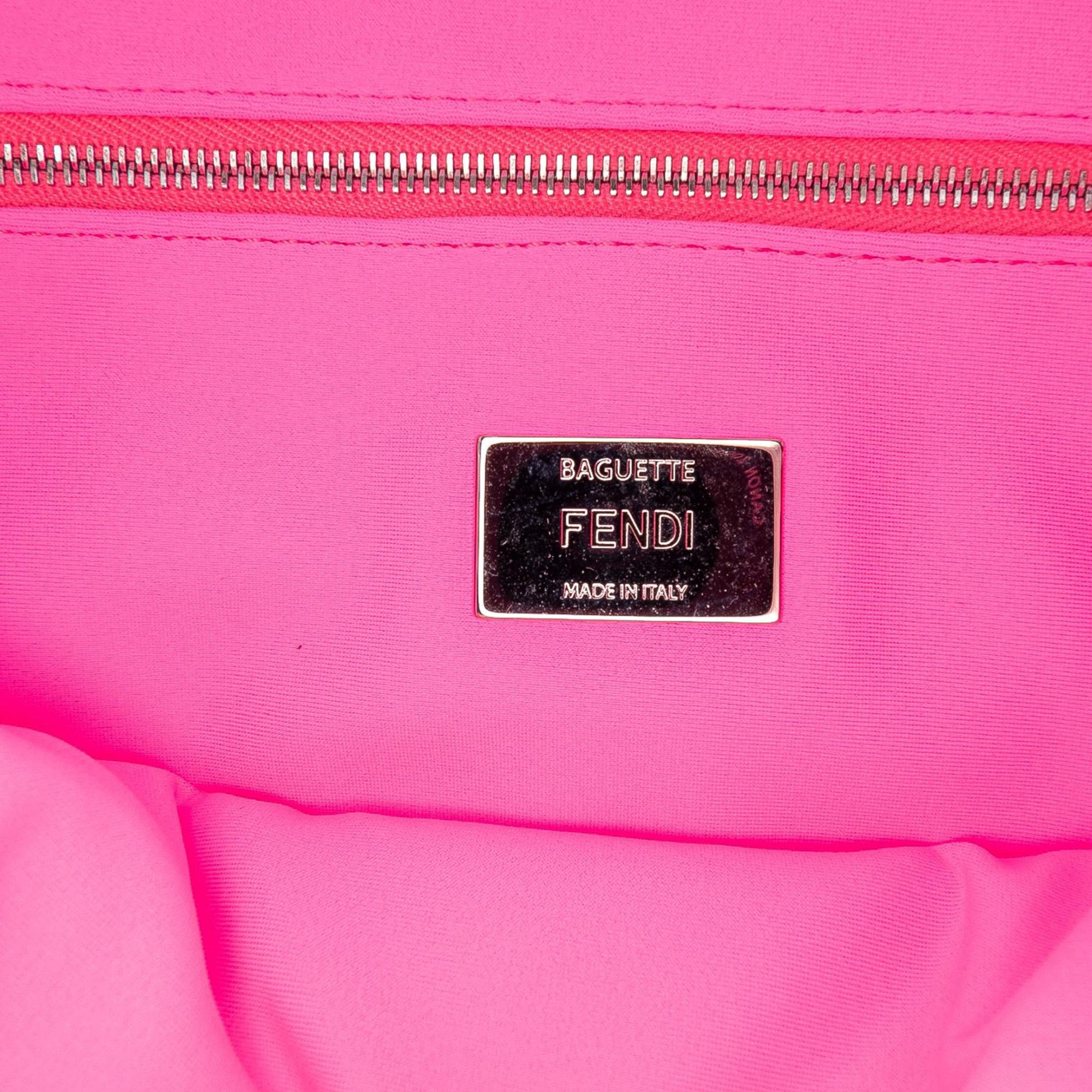 Fendi Medium Embossed Lycra Baguette Satchel