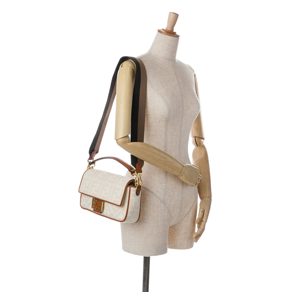 Fendi Medium Embroidered Canvas Baguette