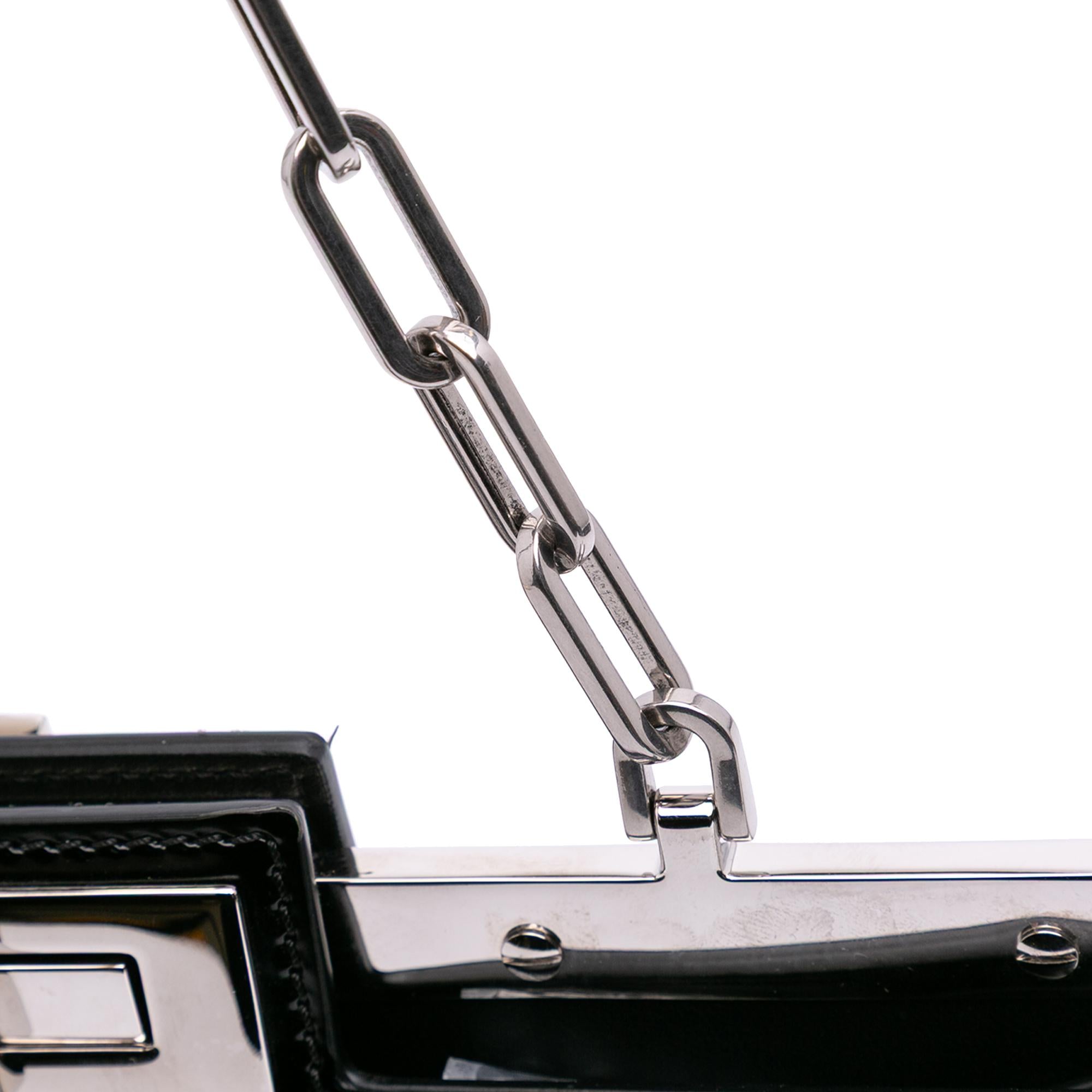 Fendi Medium Leather Peekaboo Cut Chain Shoulder Bag