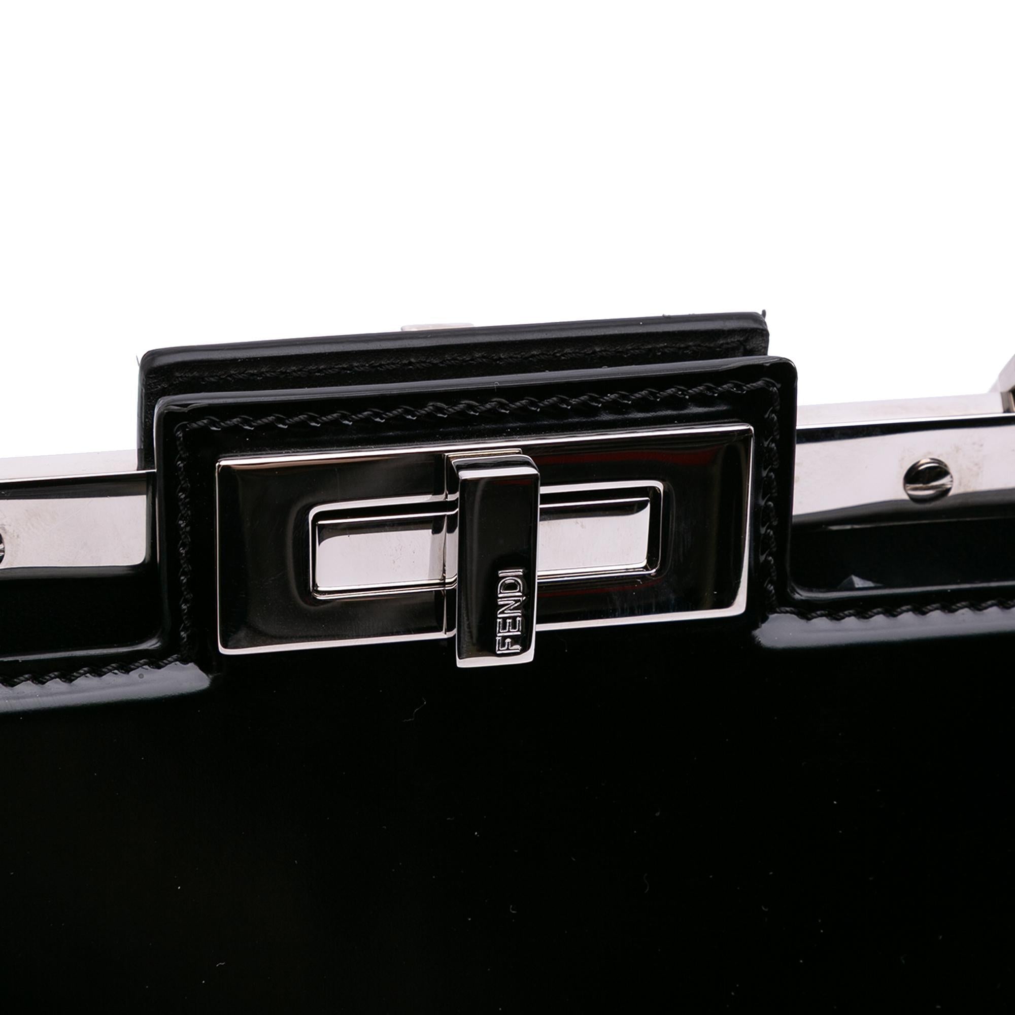 Fendi Medium Leather Peekaboo Cut Chain Shoulder Bag