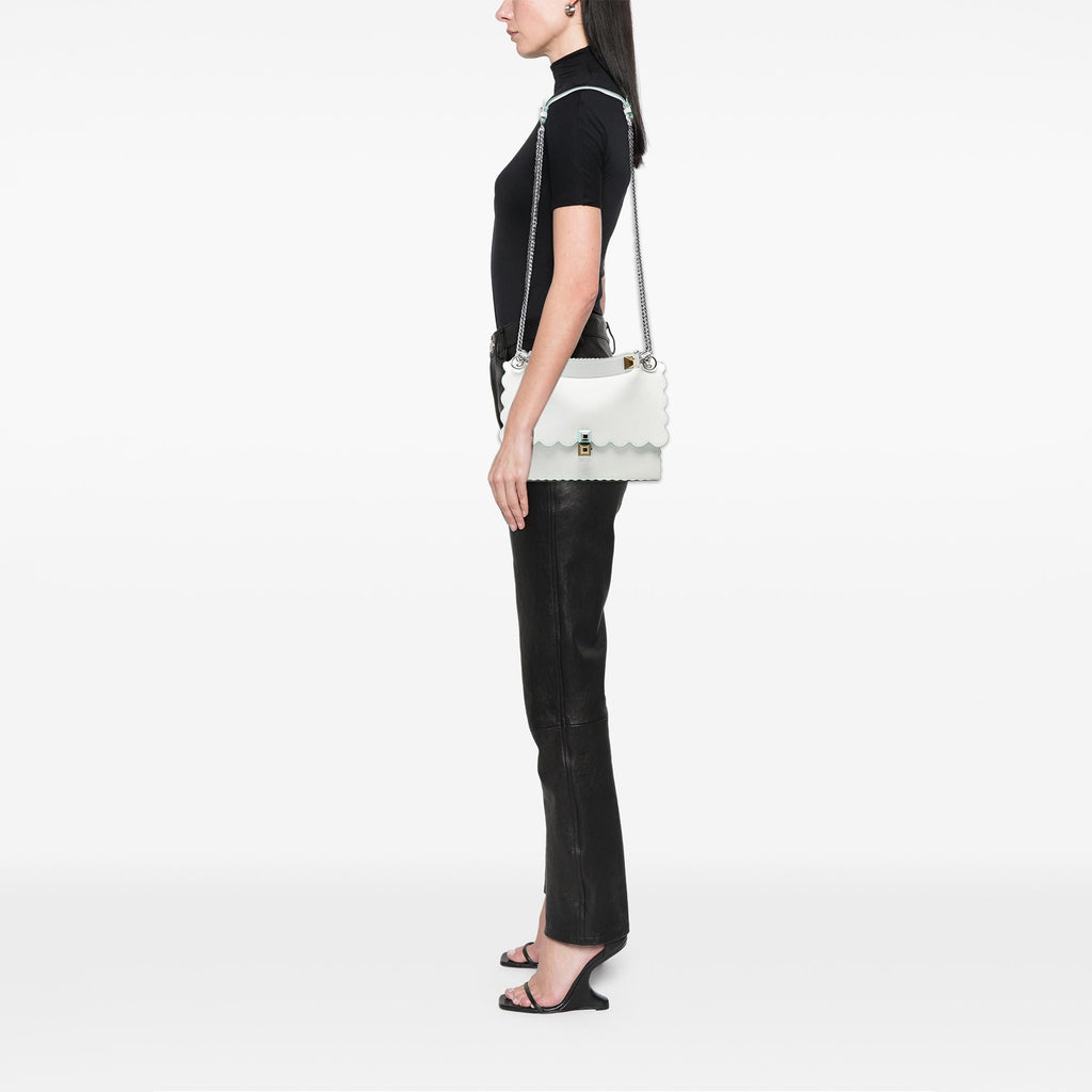 Fendi Medium Scalloped Leather Studded Kan I Satchel