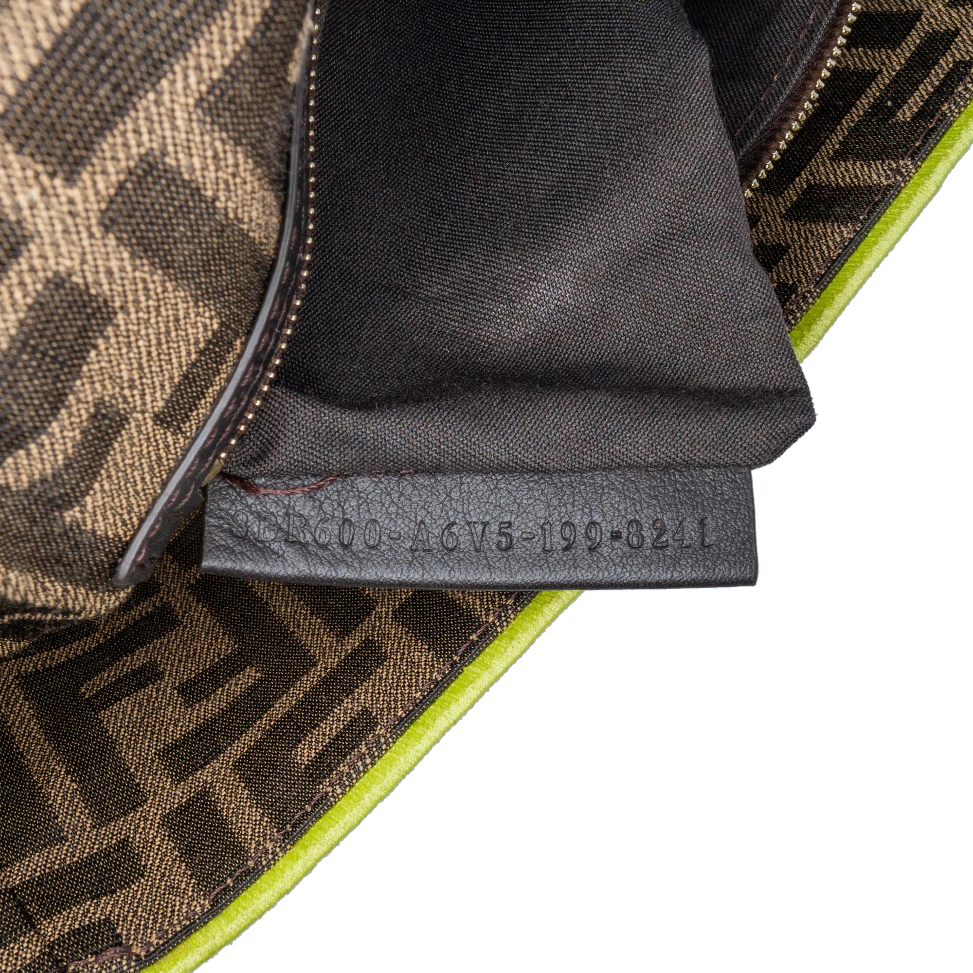 Fendi Medium Zucca Canvas Fluo Trim Baguette Satchel