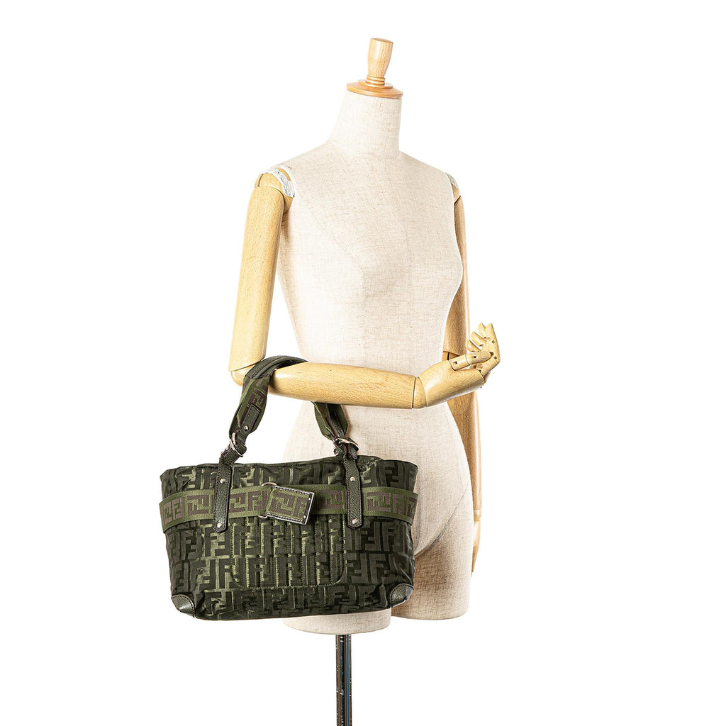 Fendi Medium Zucca Nylon Zip Code Handbag